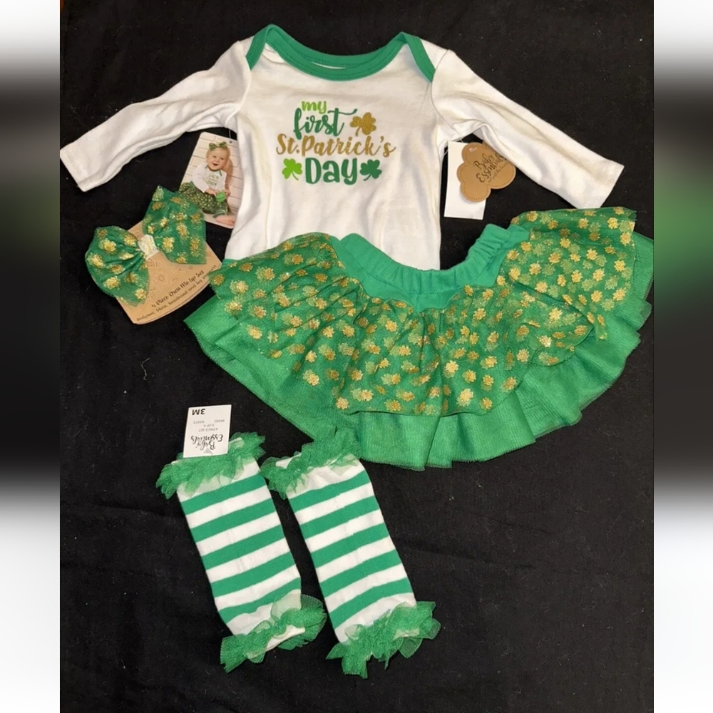 NWT Baby St. Patrick’s Day Tutu 4 piece Outfit Sz 3 Month